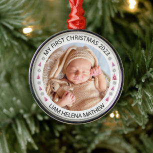 Ornamento De Metal Meu Primeiro Natal Personalizado Foto para Bebê El