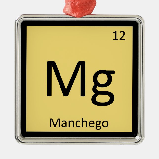 Ornamento De Metal Mg - Química do queijo Manchego Mesa periódica (Frente)