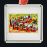Ornamento De Metal Miami Beach Flórida Vintage Grande Carta Postal<br><div class="desc">Miami Beach Flórida FL Vintage - Letra grande</div>
