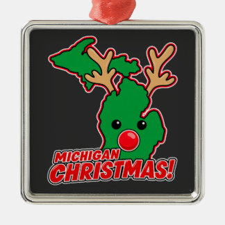 Ornamento De Metal Michigan Christmas Reindeer