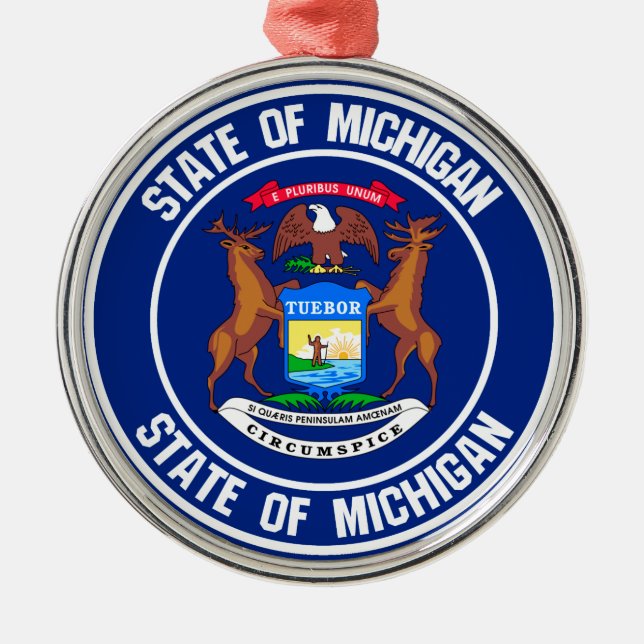 Ornamento De Metal Michigan Round Emblem (Frente)