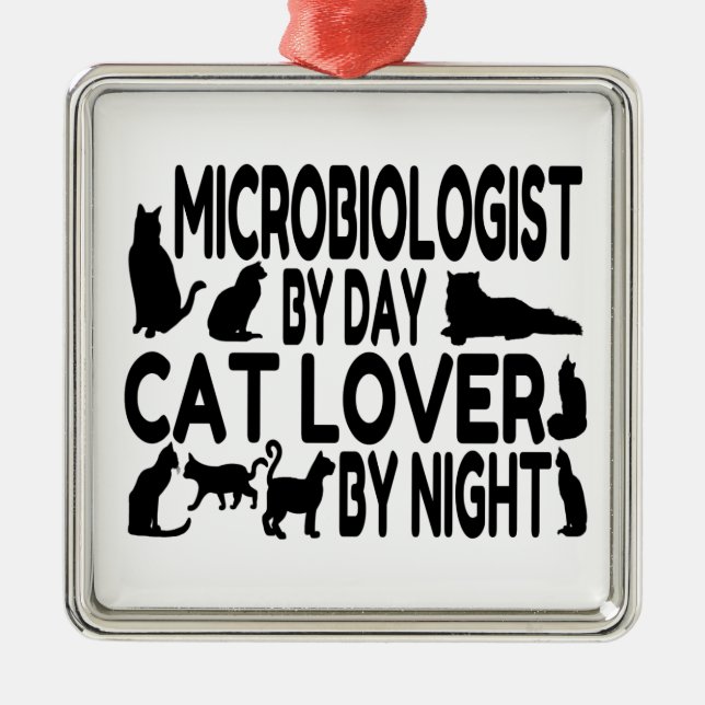 Ornamento De Metal Microbiólogo Cat Lover (Frente)