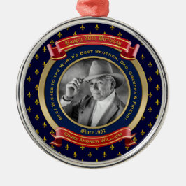 Ornamento De Metal Milestone Birthday Dourado Photo 90 Ninety Blue Re