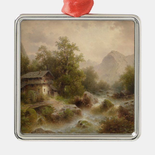 Ornamento De Metal Mill on a Mountain Stream (por Albert Rieger) (Frente)