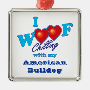 Ornamento De Metal Mim buldogue do americano do Woof