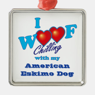 Ornamento De Metal Mim cão Eskimo americano do Woof