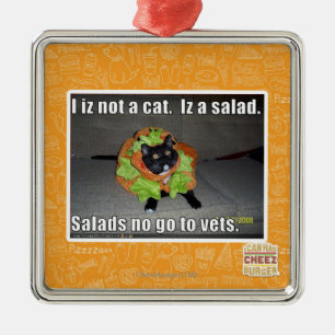 Ornamento De Metal Mim iz não um gato. Iz um salad.