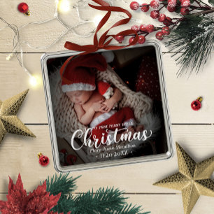 Ornamento De Metal Minha primeira Feliz, pequena foto do bebê recém-n