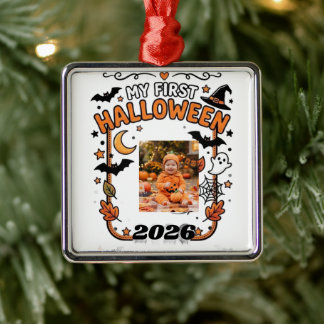 Ornamento De Metal Minha Primeira Halloween 2026 Foto Personalizada N