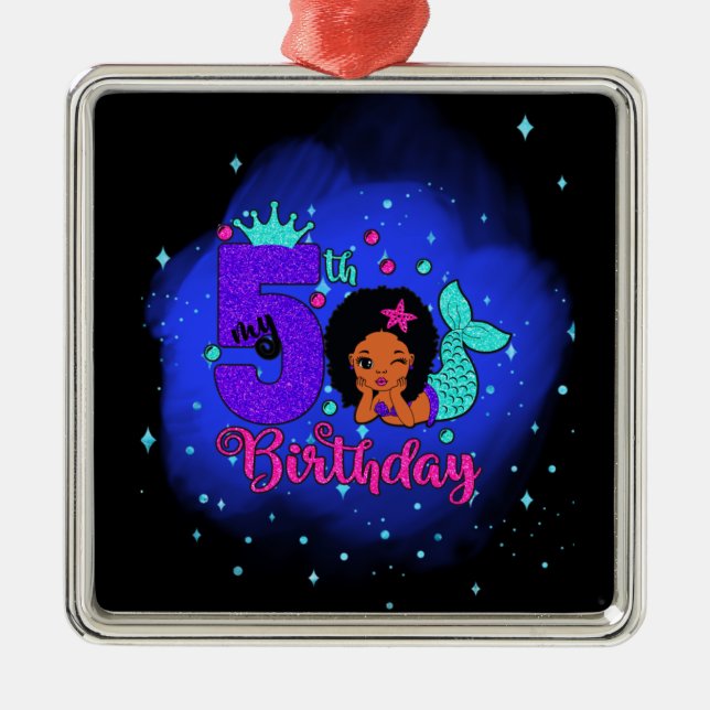 Ornamento De Metal Minha Sereia de Aniversário 5 (Frente)