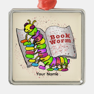 Ornamento De Metal Minhoca de Livro