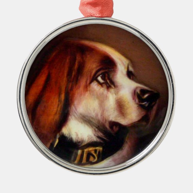 Ornamento De Metal MINIATURE CACHORRO RETRATA Sangue (Frente)
