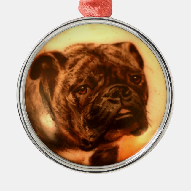 Ornamento De Metal MINIATURE DOG PORTRAITS Buldog (Frente)