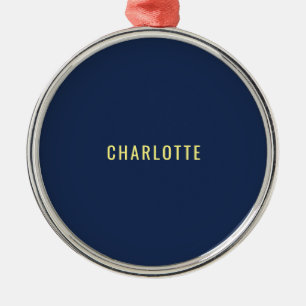 Ornamento De Metal Minimalista Clássico Nome Azul Profissional