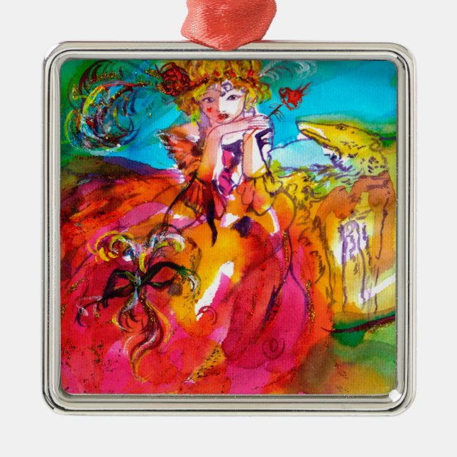 Ornamento De Metal MIRANDOLINA ,Máscara de Carnaval veneziana (Frente)