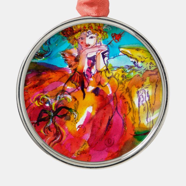 Ornamento De Metal MIRANDOLINA ,Máscara de Carnaval veneziana (Frente)