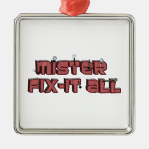 Ornamento De Metal Mister Fix-It All Wooden Design de texto