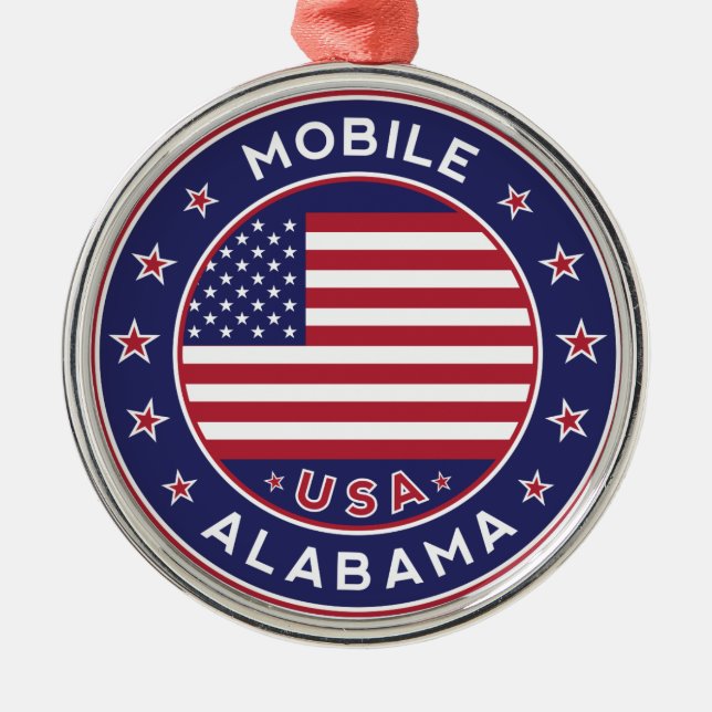 Ornamento De Metal Mobile, Alabama (Frente)