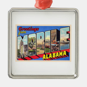 Ornamento De Metal Mobile Alabama AL Vintage - Letra grande postal 1