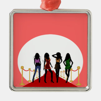 Ornamento De Metal Moças de Moda Vermelha Carpete Pink Ornações Perso