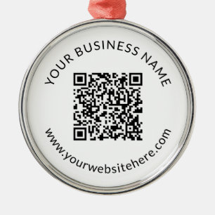 Ornamento De Metal Modelo de código QR carregado com texto editável