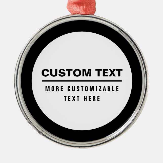 Ornamento De Metal Modelo de texto personalizável simples e negrito (Frente)