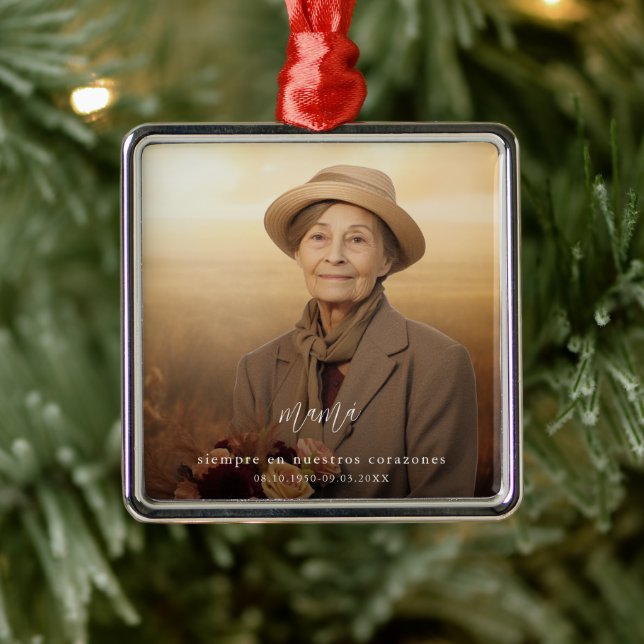 Ornamento De Metal Modern Memorial Keepsasaame Foto Espanhola (Árvore)
