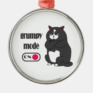 Ornamento De Metal Modo rabugento em gato gordo engraçado