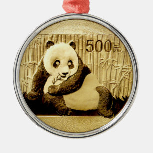 Ornamento De Metal moeda Dourada panda