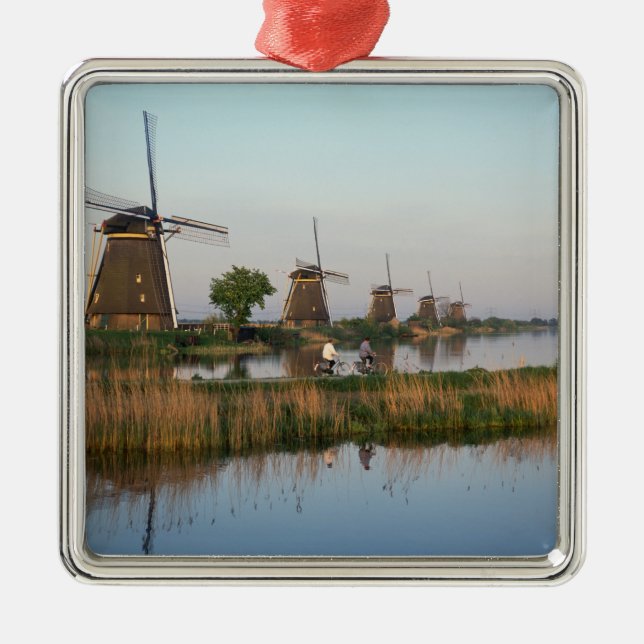 Ornamento De Metal Moinhos de vento, Kinderdijk, Holanda (Frente)