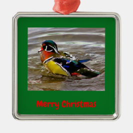 Ornamento De Metal Moldado de Natal Verde, Drake, Colorido Pato de Ma