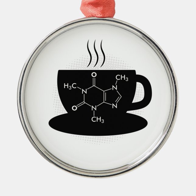 Ornamento De Metal Molécula de cafeína da química (Frente)