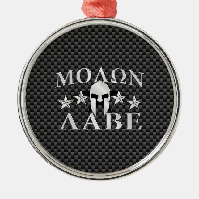 Ornamento De Metal Molon Labe Spartan Warrior 5 estrelas Carbono (Frente)