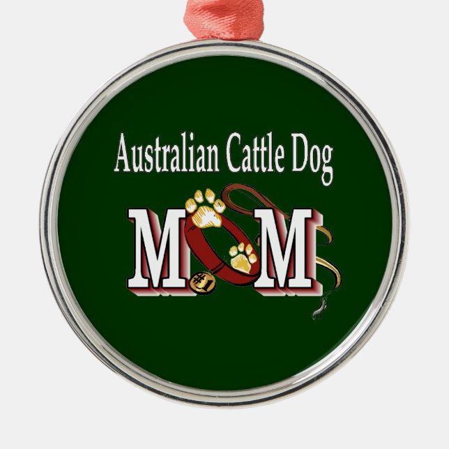 Ornamento De Metal MOM de Cães de Bovinos Australiano (Frente)