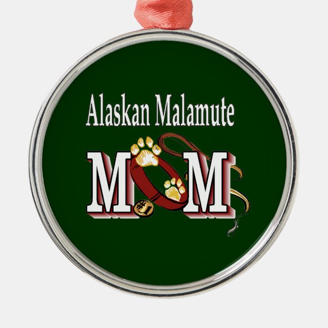 Ornamento De Metal MOM Malamute do Alasca (Frente)