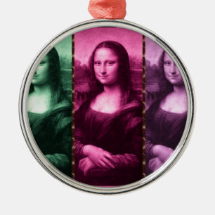 Ornamento De Metal Mona Lisa Animal Imprime Púrpura Rosa Verde