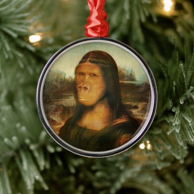 Ornamento De Metal Mona Lisa Gorila Macaco   (Árvore)