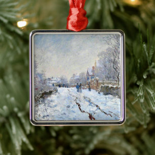 Ornamento De Metal Monet - Cena de Neve em Argenteuil
