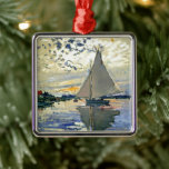 Ornamento De Metal Monet - Navio de vela no Le Petit-Gennevilliers<br><div class="desc">Claude Monet,  famosa pintura,  veleiro em Le Petit-Gennevilliers,  Enfeites de natal. VIRGINIA5050,  produtos e presentes personalizados em www.zazzle.com/virginia5050*,  PaulKleeGiftShop,  InternationalGifts,  RetirementGiftStore,  BirthdayGiftStore,  ILoveGiftStore e FloridaGiftStore.zazzle.com/FloridaGiftStore.</div>