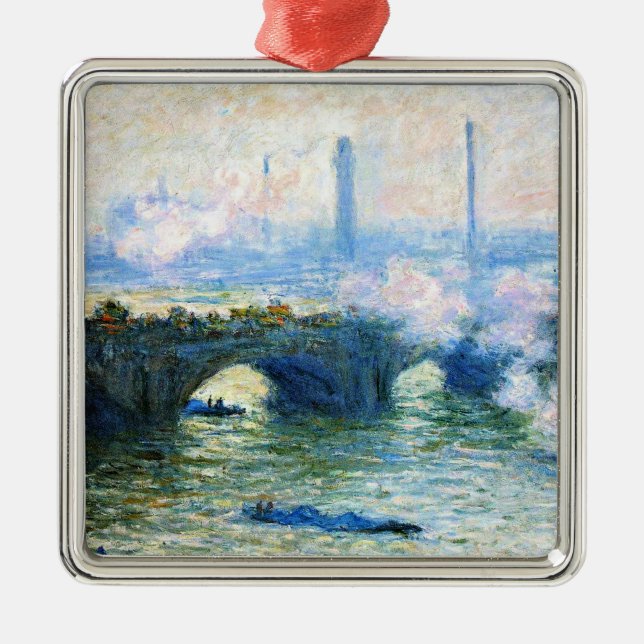 Ornamento De Metal Monet - Waterloo Bridge, Londres, pintura famosa, (Frente)
