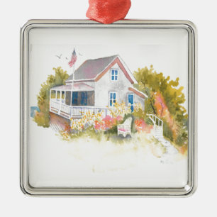 Ornamento De Metal Monhegan Cottage J Kilburn