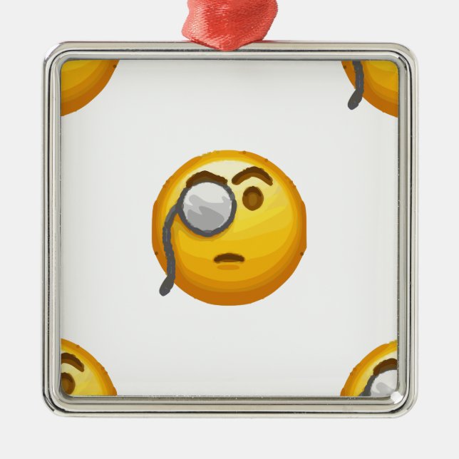 Ornamento De Metal monóculo emoji (Frente)