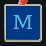 Ornamento De Metal Monograma Azul Moderno Adicionar Seu Nome Inicial<br><div class="desc">Veja nossos modelos modernos minimalistas para ajudá-lo a design seu produto profissional perfeito.</div>