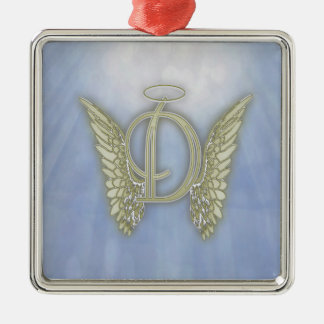 Ornamento De Metal Monograma do anjo da letra D
