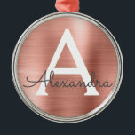 Ornamento De Metal Monograma Metálico Dourado Rosa Rosa Rosa Rosa Ros<br><div class="desc">Cor rosa rosa rosa Dourada Faux Metálico Inofensivo de Aço Ilegante,  Enfeites de natal Este ornamento pode ser personalizado para incluir seu nome inicial e próprio.</div>