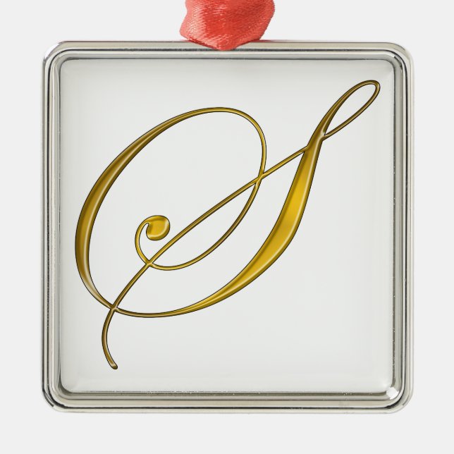 Ornamento De Metal Monograma S Dourado (Frente)