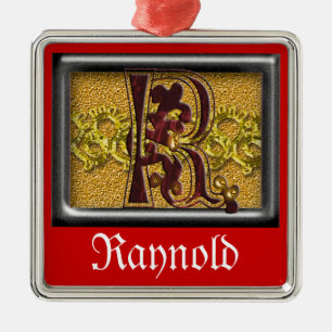 Ornamento De Metal monograma vermelho R