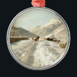 Ornamento De Metal Monsted - Winter in Ponte-Campovasto, Suiça<br><div class="desc">Inverno em Ponte-Campovasto,  Suiça. Pintura de arte feita por Peder Monsted.</div>