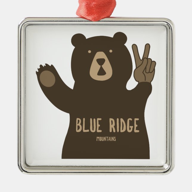Ornamento De Metal Montanhas Blue Ridge Urso da Paz (Frente)