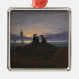 Ornamento De Metal Moonrise pelo mar (por Caspar David Friedrich)
